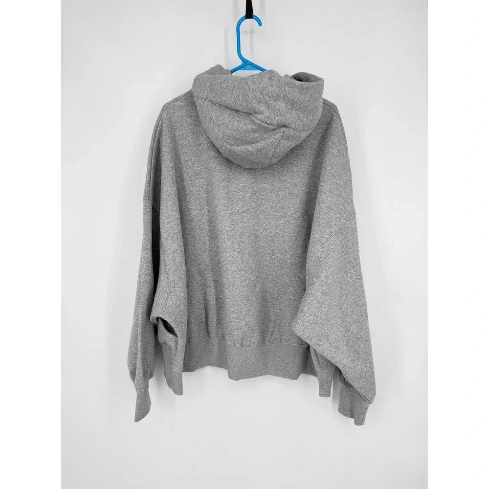 Nike Women Oversized Fleece Hoodie Dark Grey Heather Center Swoosh DQ5858-063 XL